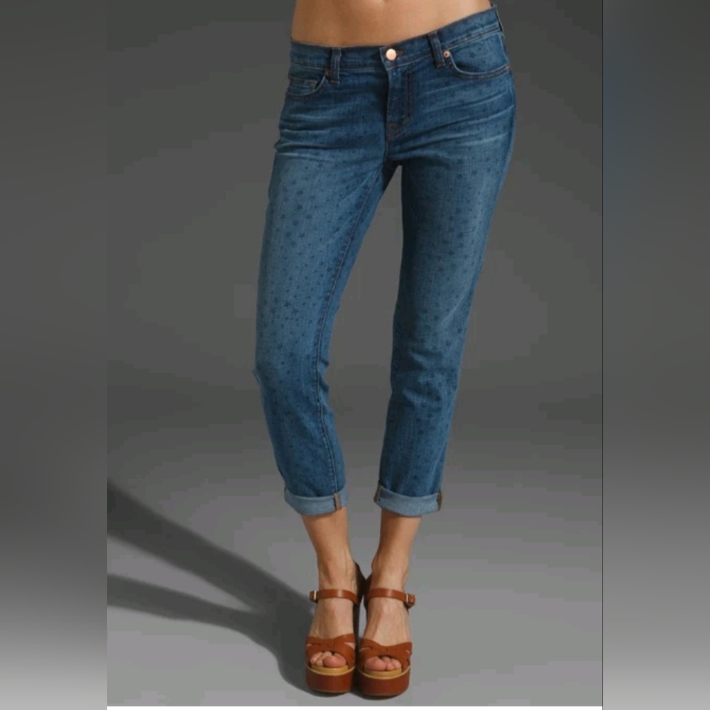 J Brand 9036 Aoki Vintage Star Medium Blue Stretch Crop Jeans 23